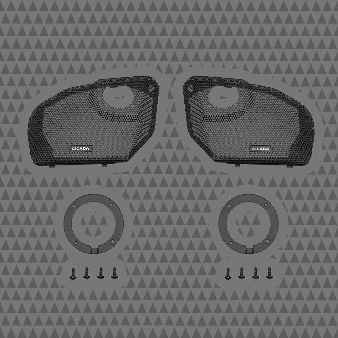 Cicada Audio 24CHDRGGT-075
Harley Road Glide Grills w/ RR075T mounts (Pair)
2024+ Road Glide Cicada Audio® Branded Grilles