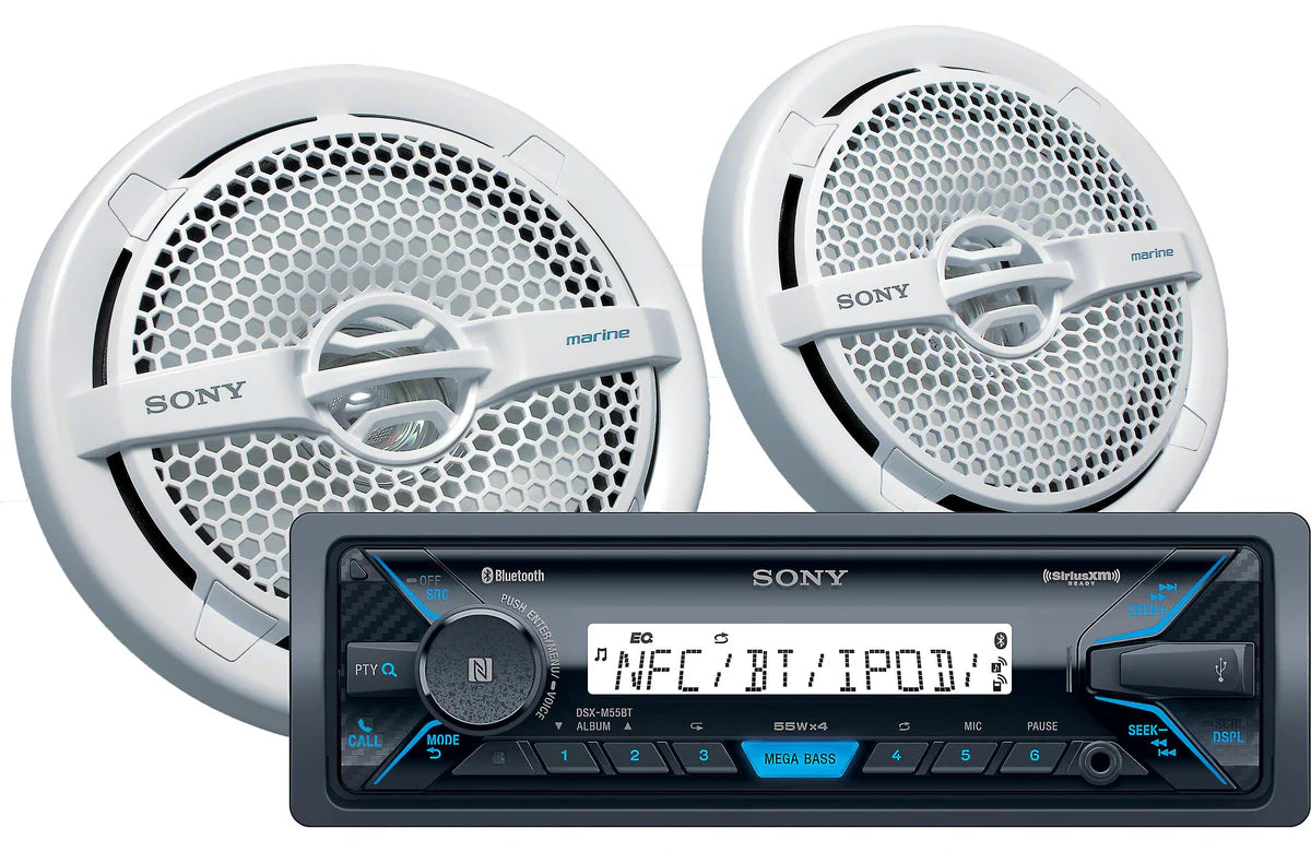 Sony DXS-M5511BT Bluetooth Digital Receiver & amp; 6.5" Speakers Marine Audio Package