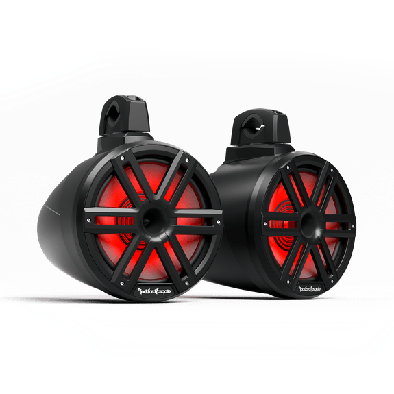 RF Boat Wake Tower Speakers Black (pair) Rockford Fosgate M2 10" 2-Way Horn Loaded Wake Tower Marine Speakers