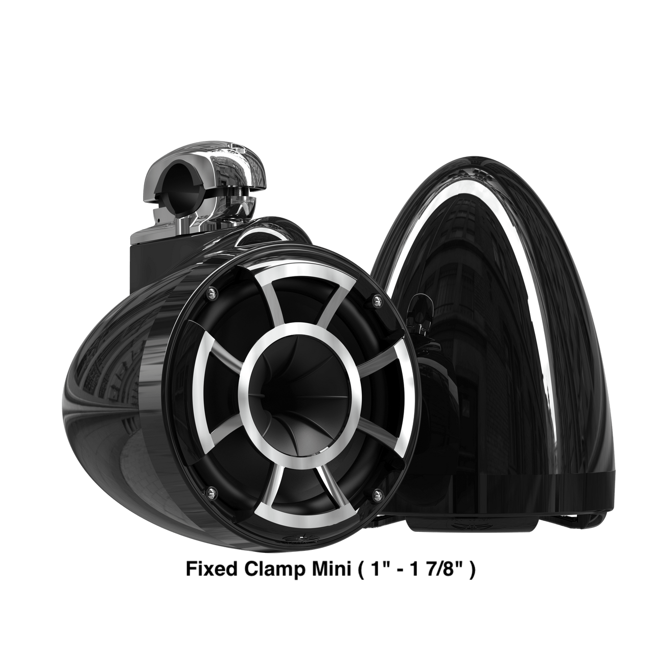 Wet Sounds Boat Wake Tower Speakers Fixed Clamp Mini ( 1" - 1 7/8" ) Wet Sounds REV10™ Black V2 | Revolution Series 10" Black Tower Speakers
