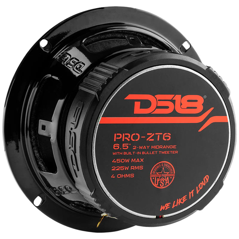 DS18 PRO-ZT
6.5" Coaxial Mid-Range Loudspeaker with Water Resistant Cone Built-in Bullet Tweeter &amp; Grill