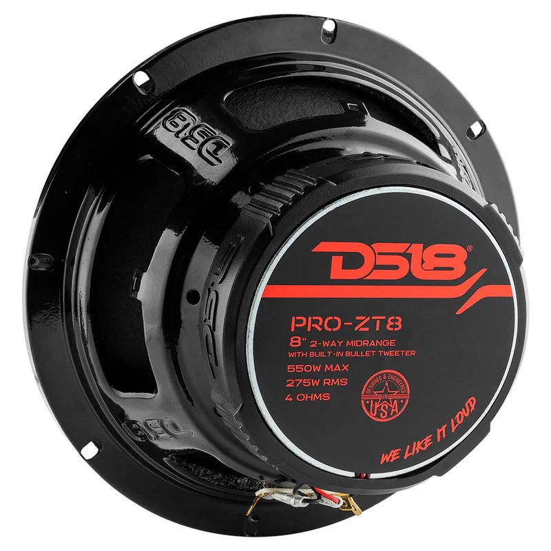DS18 ZT8
8" Coaxial Mid-Range Loudspeaker with Water Resistant Cone Built-in Bullet Tweeter &amp; Grill