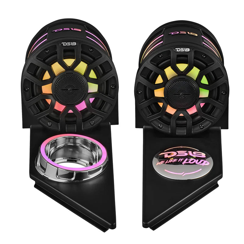 DS18 SLG-HD6LDV2
Slingshot Headrest Speaker Pods w/ Digital LED's
for 2015-Current Polaris Slingshot
(LOADED or EMPTY)