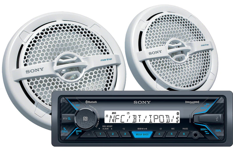 Sony DXS-M5511BT Bluetooth Digital Receiver & amp; 6.5" Speakers Marine Audio Package