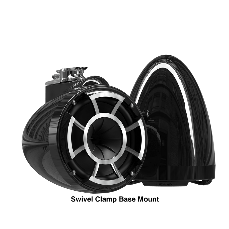 Wet Sounds Boat Wake Tower Speakers Swivel Clamp Base Mount Wet Sounds REV10™ Black V2 | Revolution Series 10" Black Tower Speakers