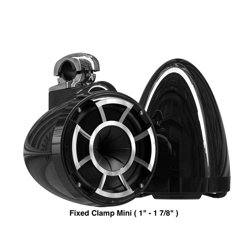 Wet Sounds Boat Wake Tower Speakers Fixed Clamp Mini ( 1" - 1 7/8" ) Wet Sounds REV10™ Black V2 | Revolution Series 10" Black Tower Speakers